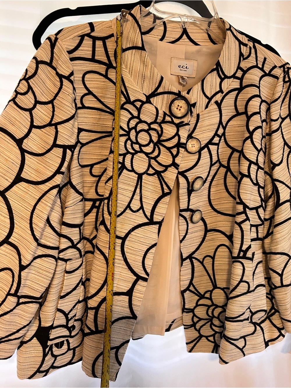 ECI New York Floral Textured Open Front Jacket Blazer Size 14 NWT - Picture 10 of 12